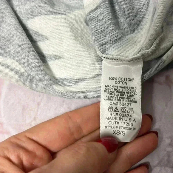 Splendid oversize sheer asymmetrical grey camo sleeves tee size XS/S - Picture 5 of 9